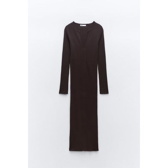 ZARA FITTED HOOK CLOSURE KNIT DRESS - Picture 7 of 10